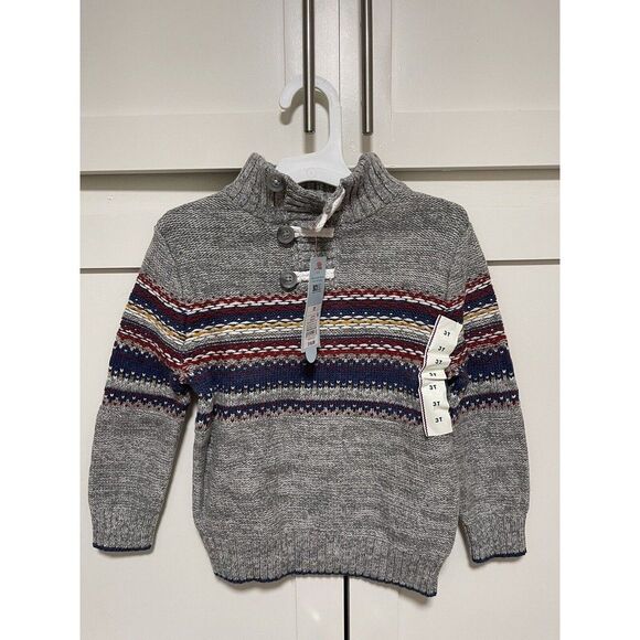 Cat & Jack Other - New Cat & Jack Toddler Boys Sweater Size 3T Hand stitched Gray Stripes